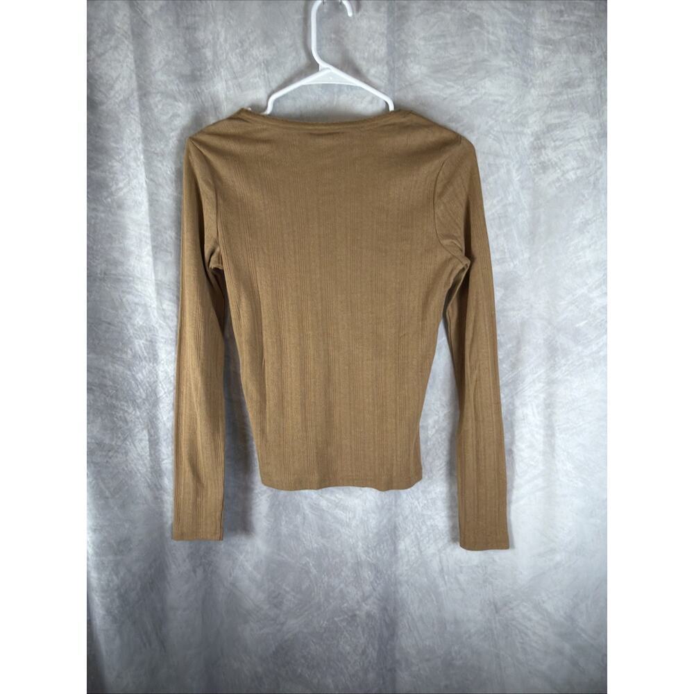 Eddie Bauer Perfect Pointelle Shirt Womens Sz M Brown Long Sleeve Scoop Neck NWT - Picture 7 of 8